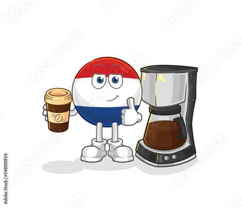 Netherlands drinking coffee illustration. character vector