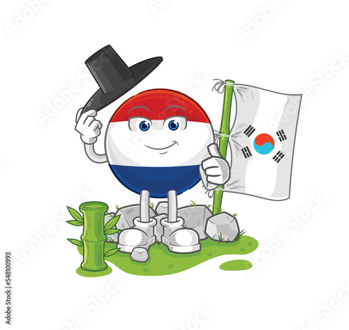 Netherlands korean character. cartoon mascot vector