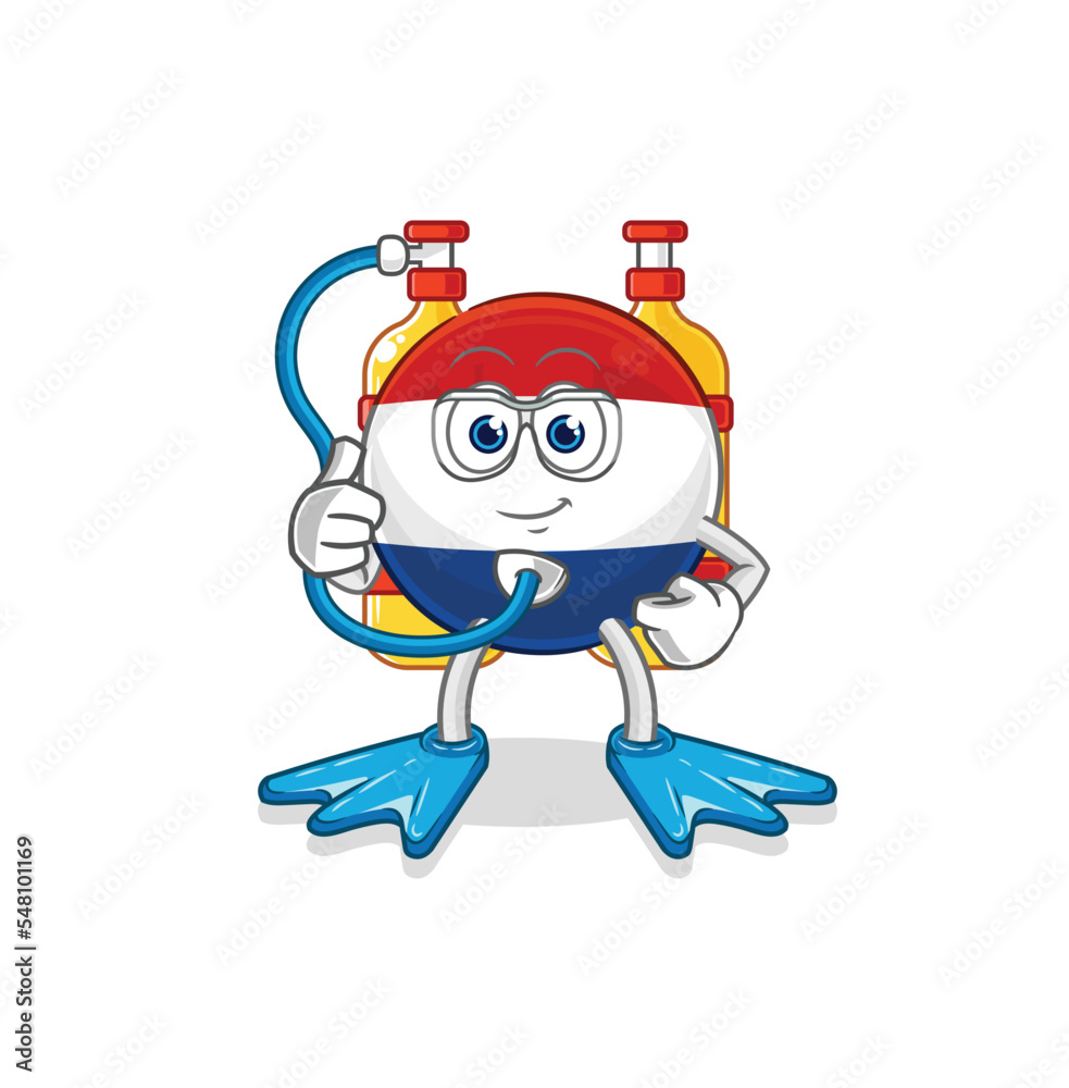 Obraz premium Netherlands diver cartoon. cartoon mascot vector