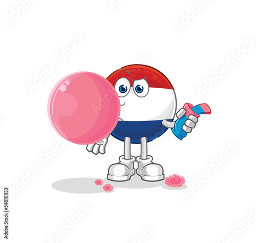 Netherlands chewing gum vector. cartoon character