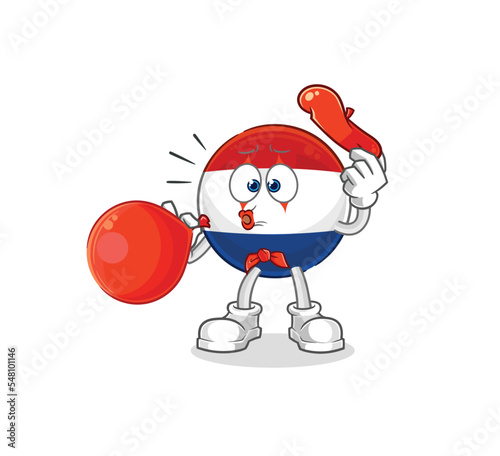 Netherlands pantomime blowing balloon. cartoon mascot vector