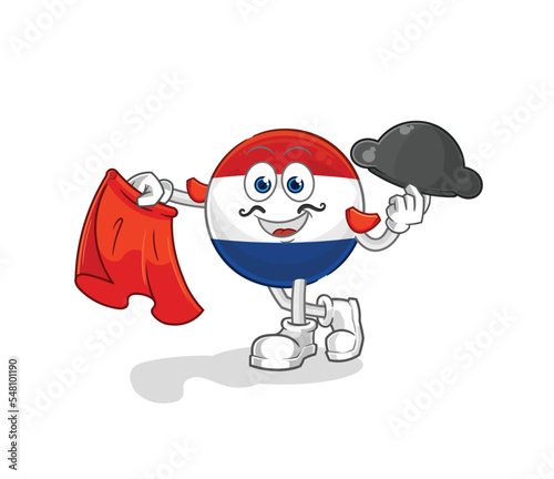 Netherlands matador with red cloth illustration. character vector