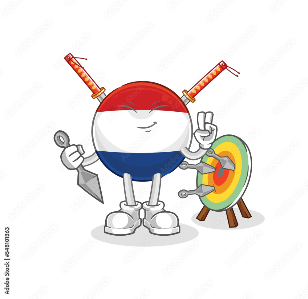 Netherlands ninja cartoon. character vector Netherlands ninja cartoon. character vector