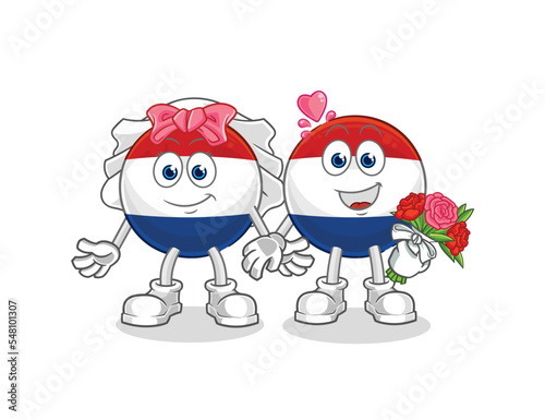 Netherlands wedding cartoon. cartoon mascot vector