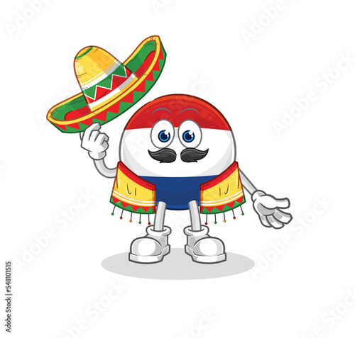 Netherlands Mexican culture and flag. cartoon mascot vector