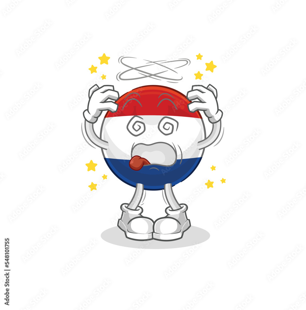 Obraz premium Netherlands dizzy head mascot. cartoon vector