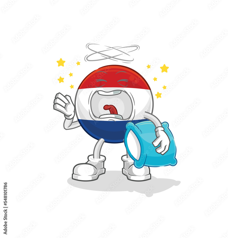 Netherlands yawn character. cartoon mascot vector