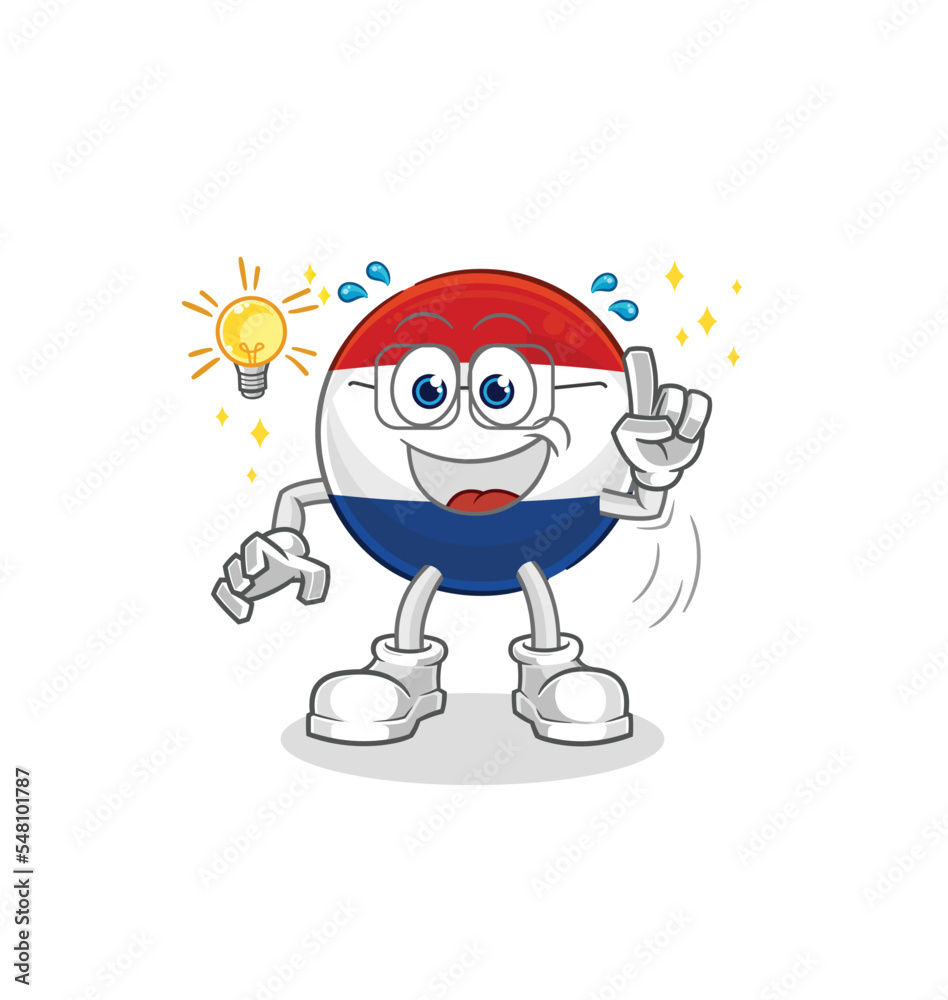 Netherlands got an idea cartoon. mascot vector Netherlands got an idea cartoon. mascot vector