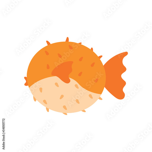 Animated Puffer Fish Sea Animal Vector Isolated on White Background