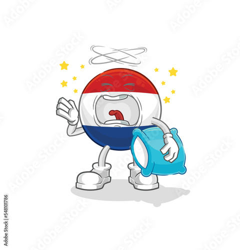 Netherlands yawn character. cartoon mascot vector