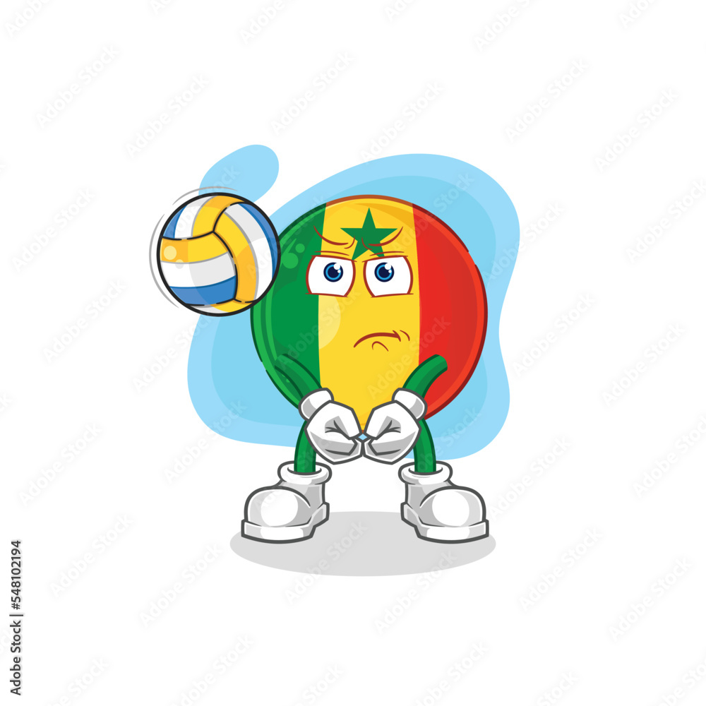senegal play volleyball mascot. cartoon vector