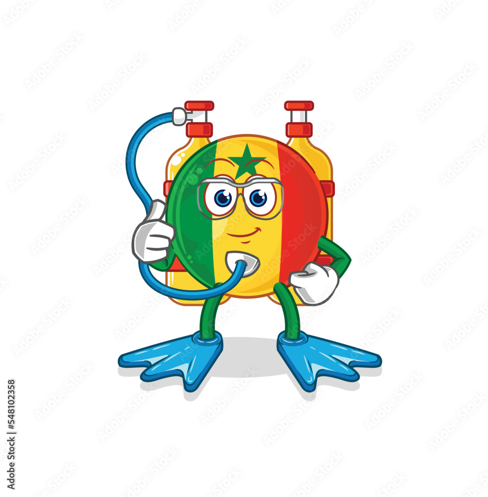 senegal diver cartoon. cartoon mascot vector