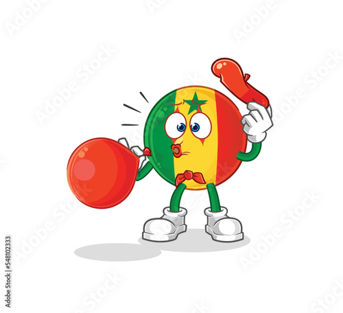senegal pantomime blowing balloon. cartoon mascot vector