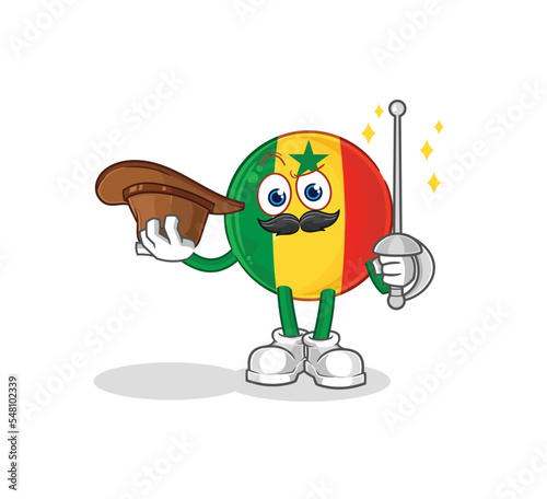 senegal fencer character. cartoon mascot vector