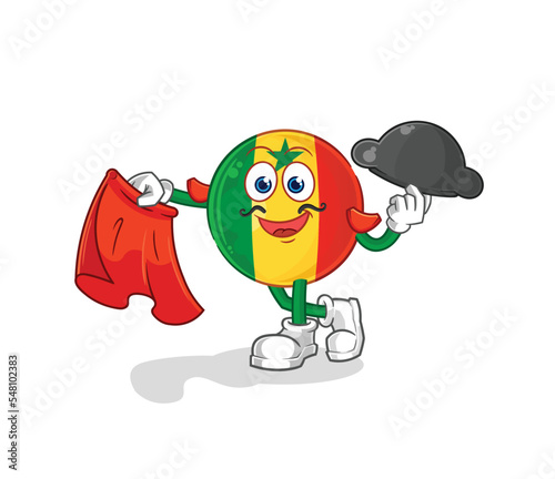 senegal matador with red cloth illustration. character vector