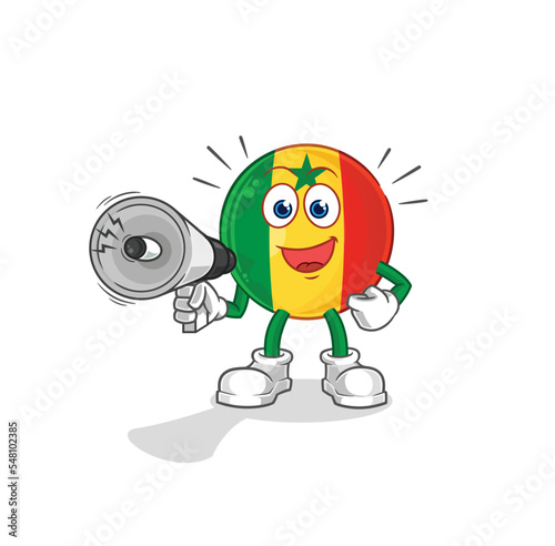 senegal holding hand loudspeakers vector. cartoon character