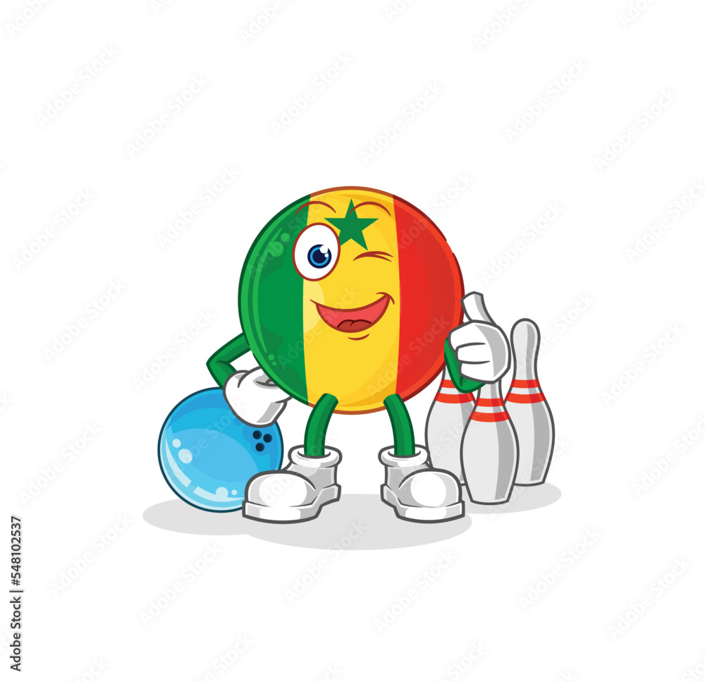 senegal play bowling illustration. character vector
