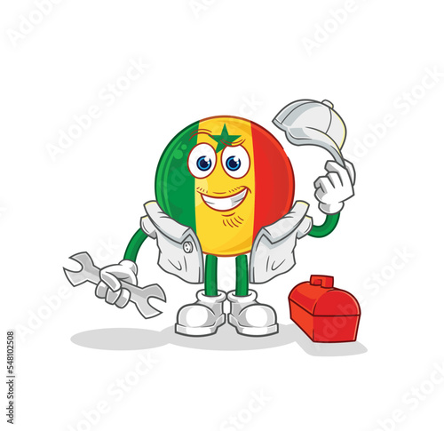 senegal mechanic cartoon. cartoon mascot vector