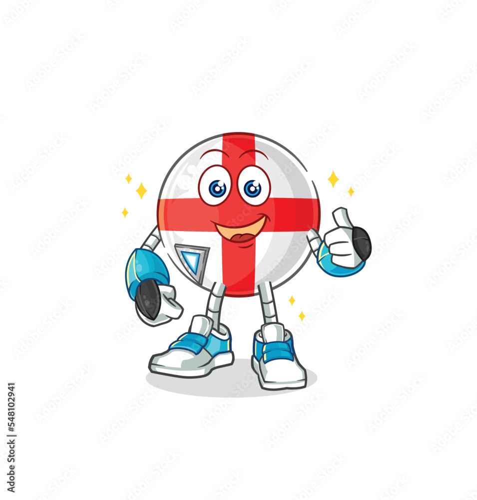 Naklejka premium england robot character. cartoon mascot vector