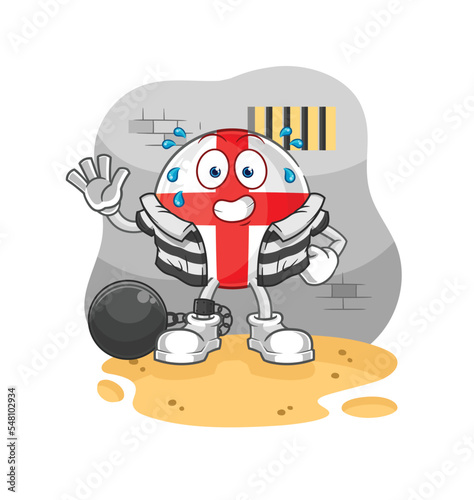 england criminal in jail. cartoon character