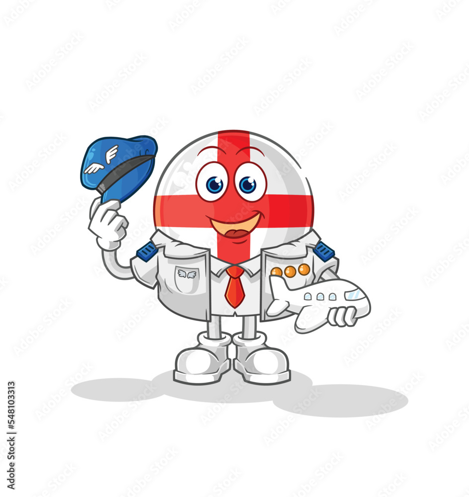 england pilot mascot. cartoon vector
