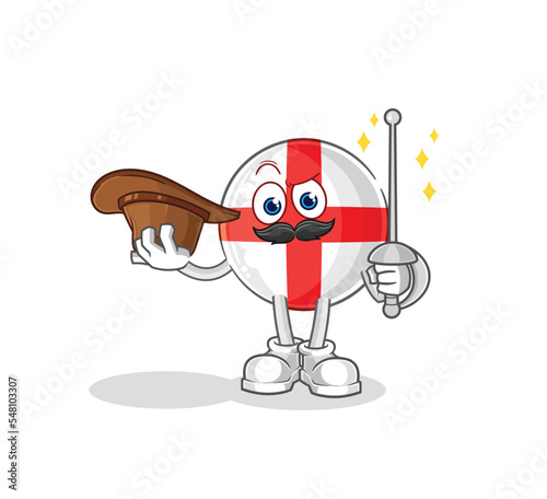 england fencer character. cartoon mascot vector