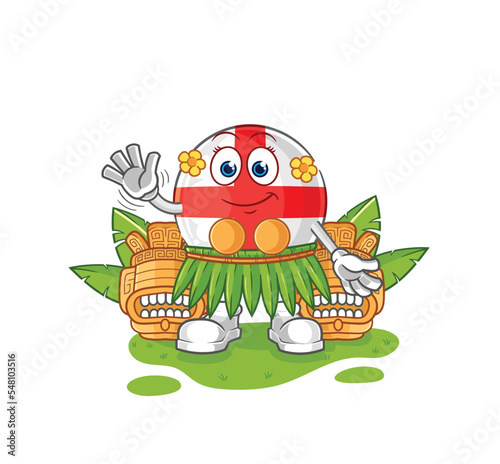 england hawaiian waving character. cartoon mascot vector