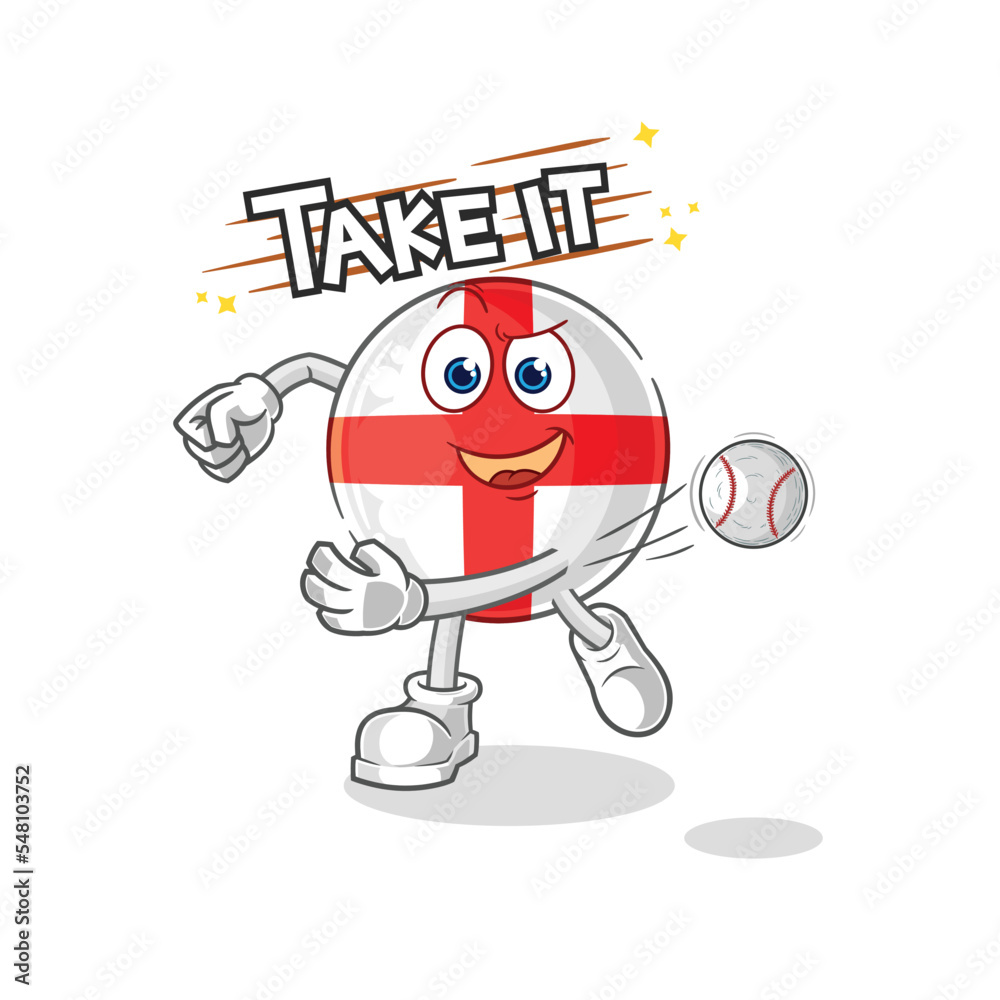 Fototapeta premium england throwing baseball vector. cartoon character