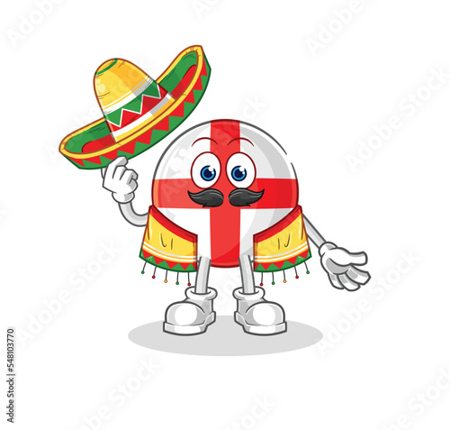 england Mexican culture and flag. cartoon mascot vector