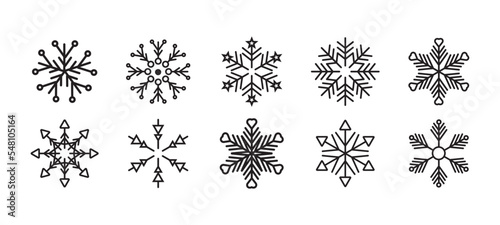 Set of christmas snowflakes icon.