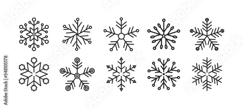 Set of flat snowflake icon.