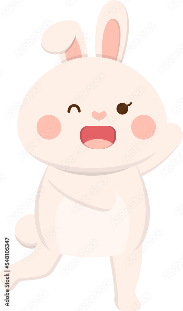 Cute rabbit with playful expressions and actions