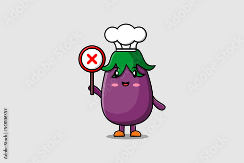 Wallpaper Mural cute cartoon Eggplant chef in vector character illustration Torontodigital.ca