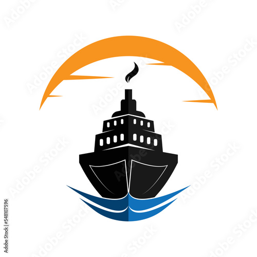 cruise ship logo design template