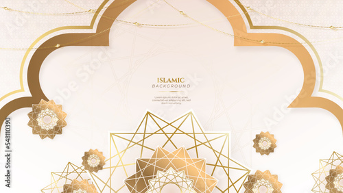 Islamic style ramadan kareem and eid decorative background design. Arabic ornamental background in realistic and paper style