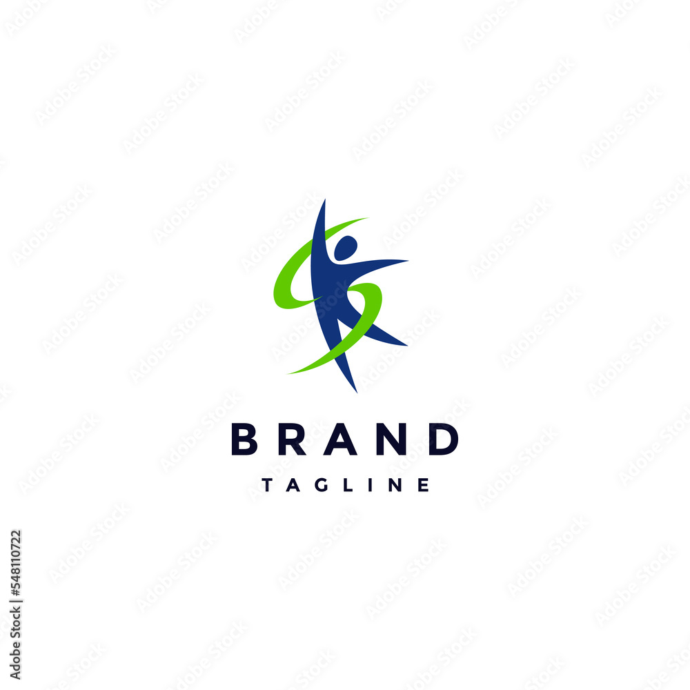 Fototapeta premium Healthy People Silhouette Forming Initials SK Logo Design. The initial letter SK forms the human symbol and the upward sporty line that covers it.