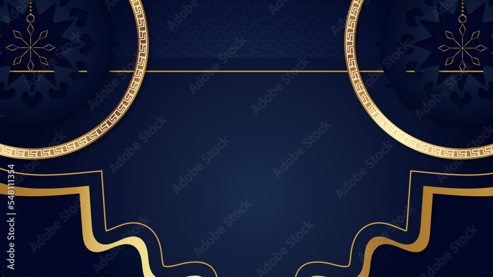 Ramadan kareem traditional islamic festival religious web background banner. Eid greeting background with crescent moon, lantern, star and arabic pattern and calligraphy