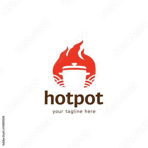 chinese hot pot logo icon with flame. hot pot logo symbol with fire