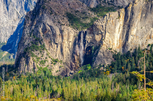 Scenic view of Bridalveil FallFall  Yosemite National Park in California.