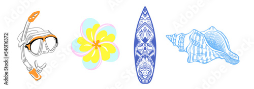 set of symbols holidays on the island vector illustration.