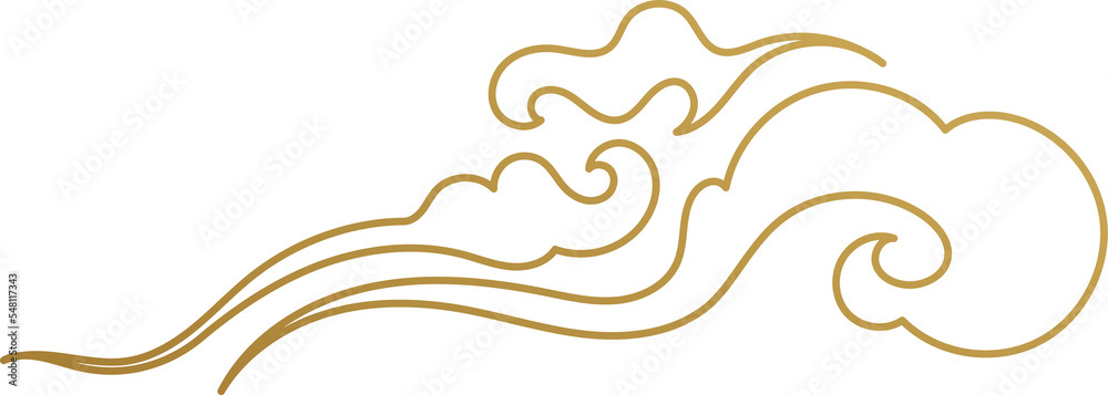 Fototapeta premium Chinese Cloud Gold Outline