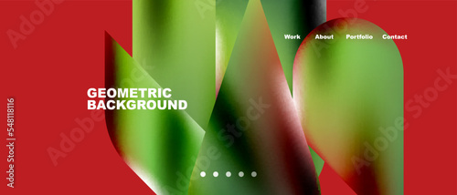 Glassmorphism landing page background template. Colorful glass shapes with metallic effect abstract composition for wallpaper, banner, background