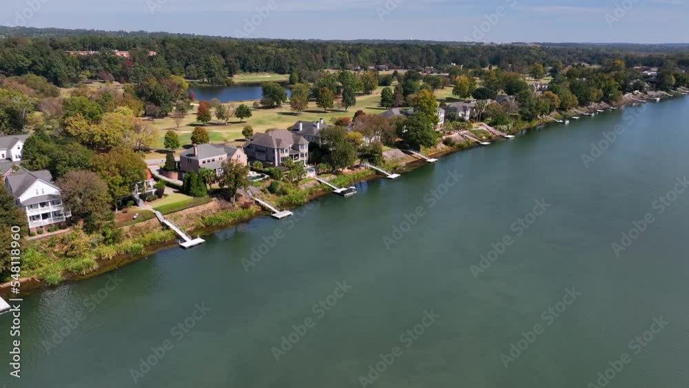 Mansions on waterfront at Savannah River in Augusta Georgia. Augusta National Golf Course nearby. Mansions on waterfront at Savannah River in Augusta Georgia. Augusta National Golf Course nearby.