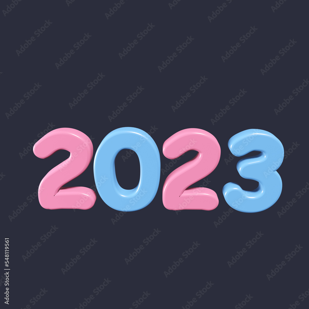 2023 year with soft color in 3d rendering design.