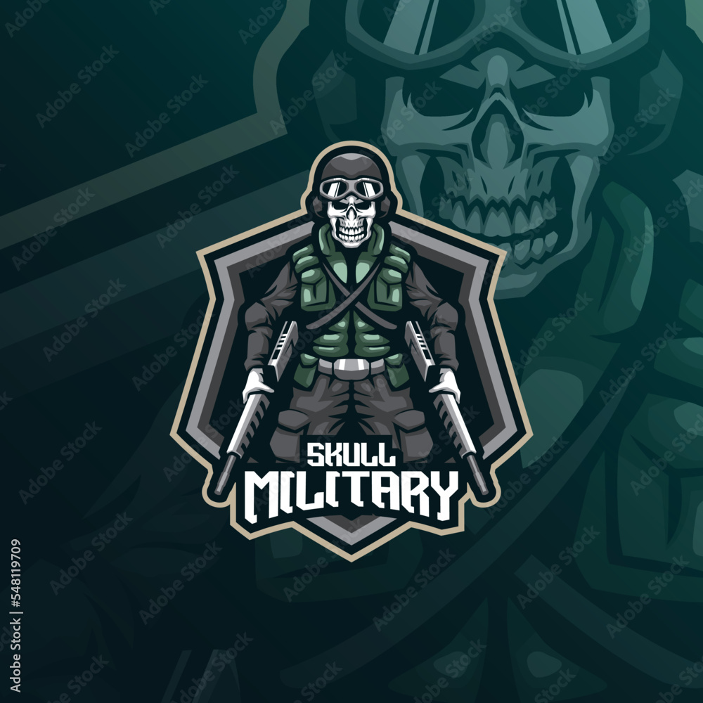 skull military mascot logo design vector with modern illustration concept style for badge, emblem and t shirt printing. skull military illustration for sport and esport team.