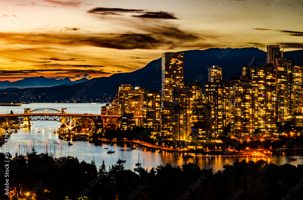 Vancouver Downtown golden sky