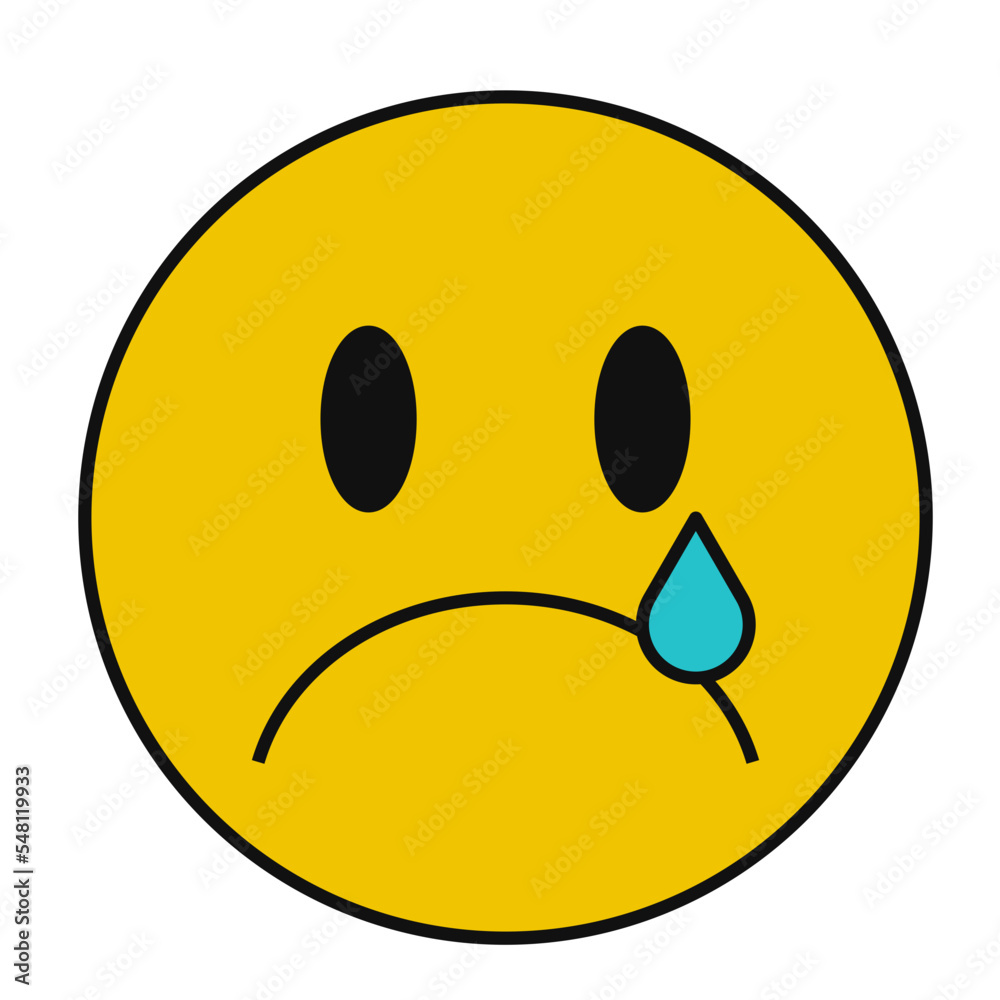 Crying face vector illustration in line filled design Crying face vector illustration in line filled design