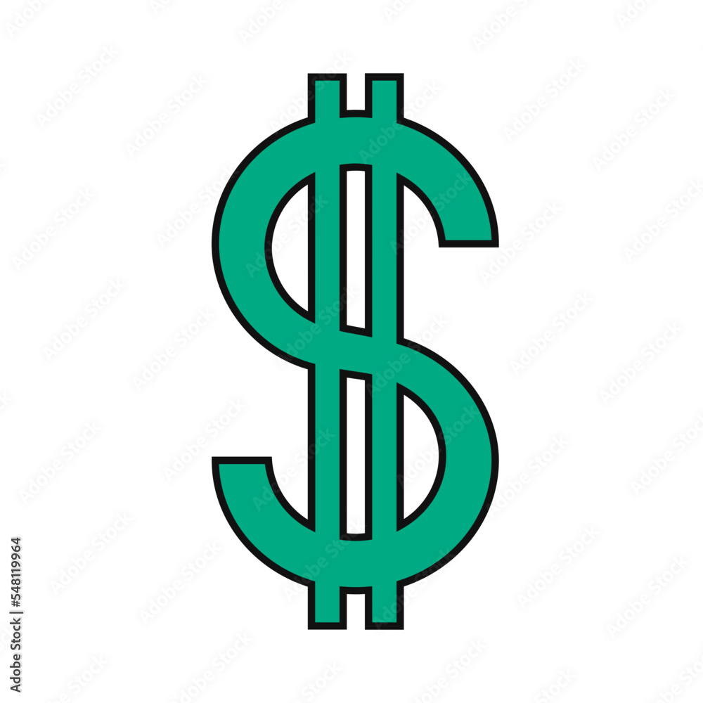 Dollar sign vector illustration in line filled design Dollar sign vector illustration in line filled design