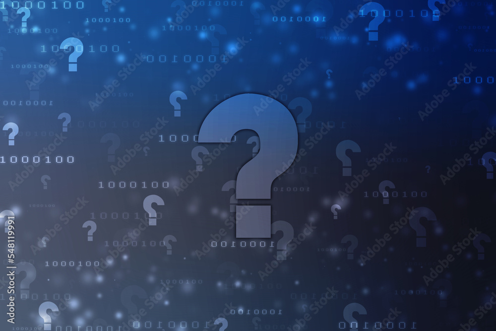 2d illustration question mark,Cyber Technology Background,Concept of ...