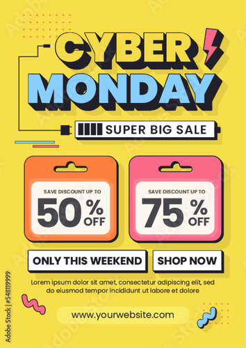 Cyber Monday poster or flyer design template is easy to customize